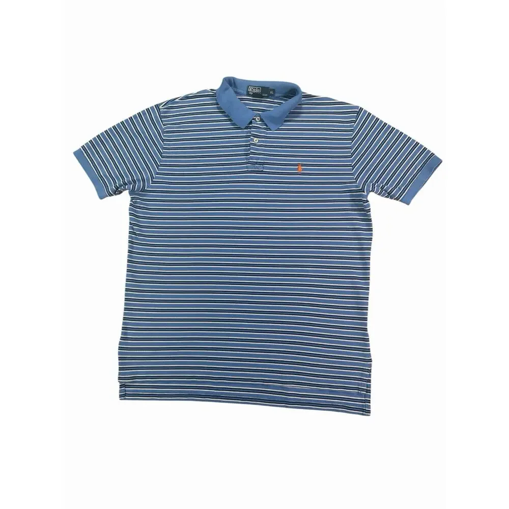 Polo Ralph Lauren Men's Striped Polo Shirt XL Blue White Short Sleeve Pony Logo